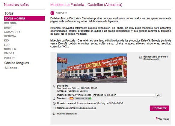En Muebles La Factoría Castellón puedes probar los modelos Delsofá ficha-tienda-sofas-castello